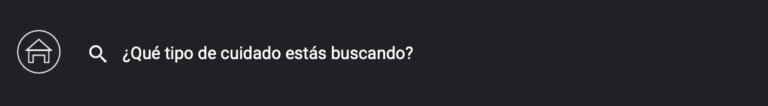 Muestra la página de inicio para buscar por tipo de cuidado.