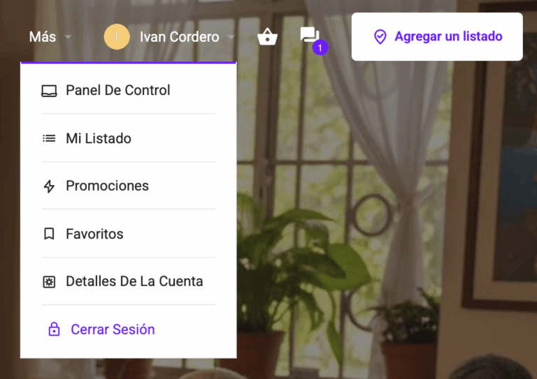 Muestra el menú del propietario.