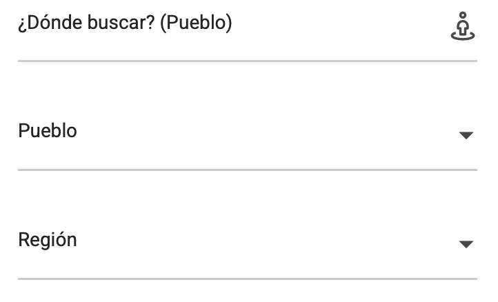 Muestra la opción de búsqueda por ubicación.