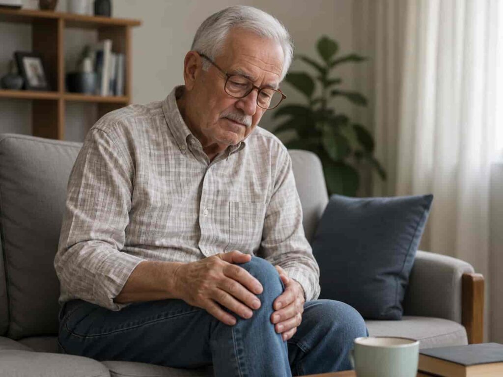 Adulto mayor sentado en casa