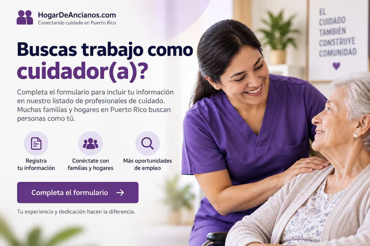 Cuidadora atendiendo a adulto mayor.